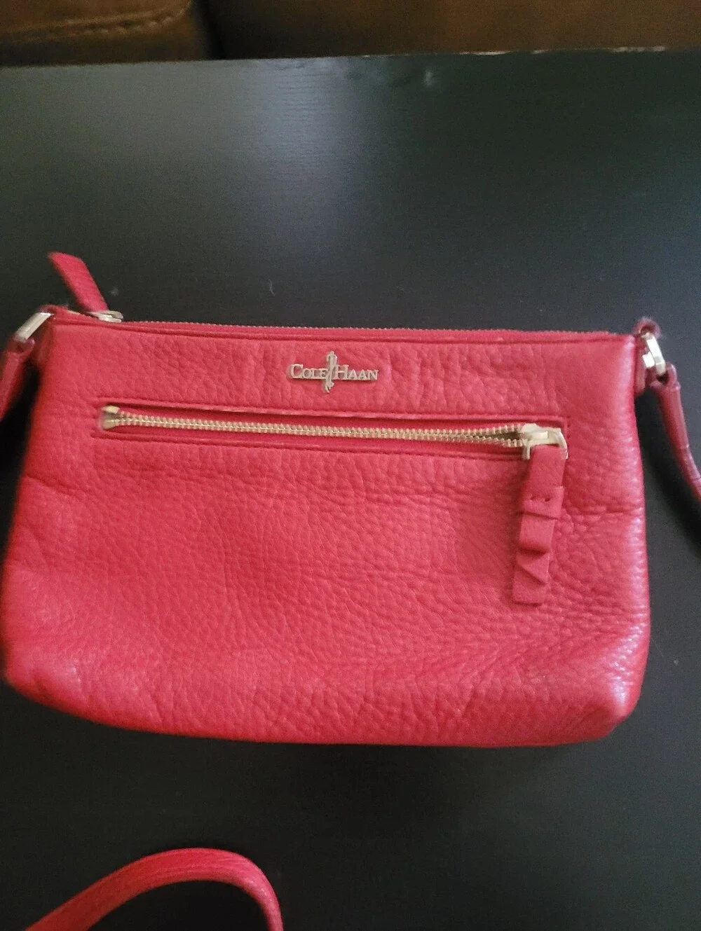 Cole Haan Red Pebbled Leather Crossbody Wristlet